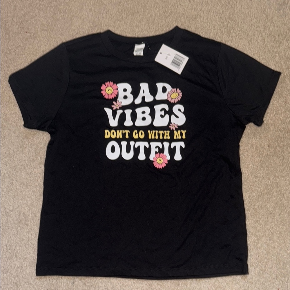 Bad Vibes Don’t Go With My Outfit Kids Floral T-Shirt